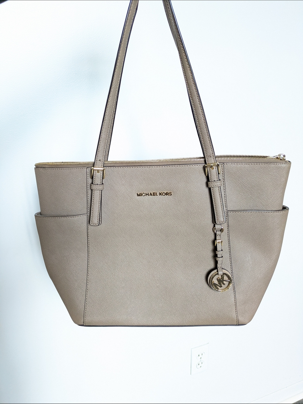 Michael Kors Beige Taupe Saffiano Leather Tote